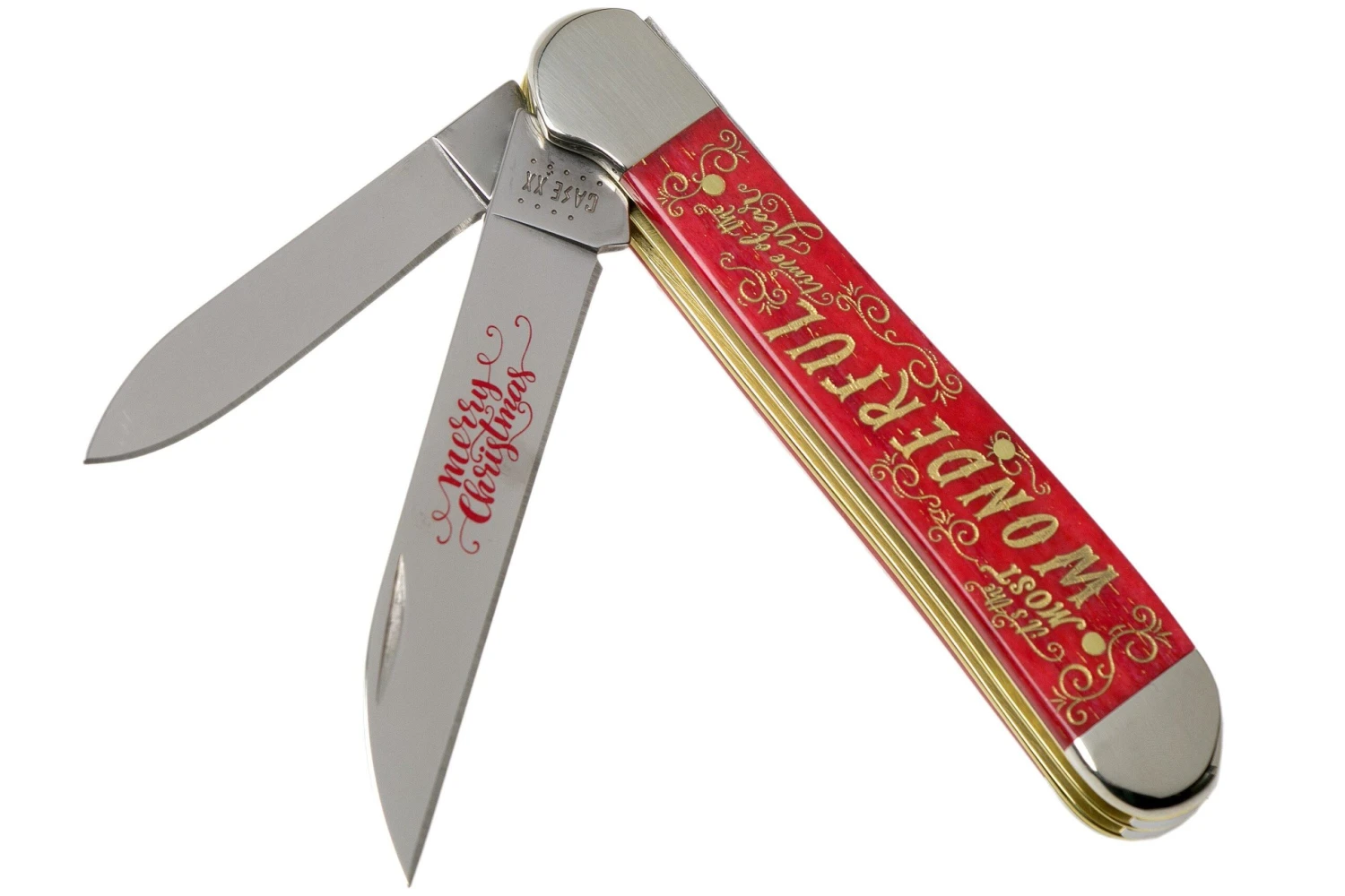 Case Copperhead, Christmas Gift Tin, Embellished Smooth Dark Red Bone, 10605, 6248W SS Couteau De Poche 3 Case Copperhead, Christmas Gift Tin, Embellished Smooth Dark Red Bone, 10605, 6248W SS Couteau De Poche