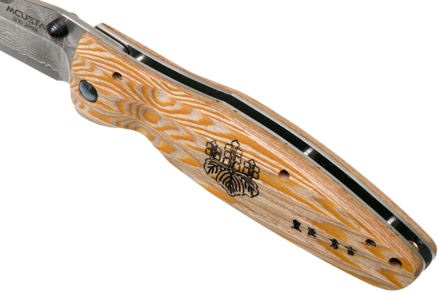 Mcusta MC-0182D Sengoku Toyotomi Hideyoshi, Yellow Pakkawood, Couteau De Gentleman 9 Mcusta MC-0182D Sengoku Toyotomi Hideyoshi, Yellow Pakkawood, Couteau De Gentleman - Image 7