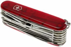 Victorinox SwissChamp Transparent Rouge 1.6795.T Couteau Suisse -Couteaux De Poche Soldes VT1 6795 T 06 victorinox swisschamp 33 rood transparant vt1 6795 t d6