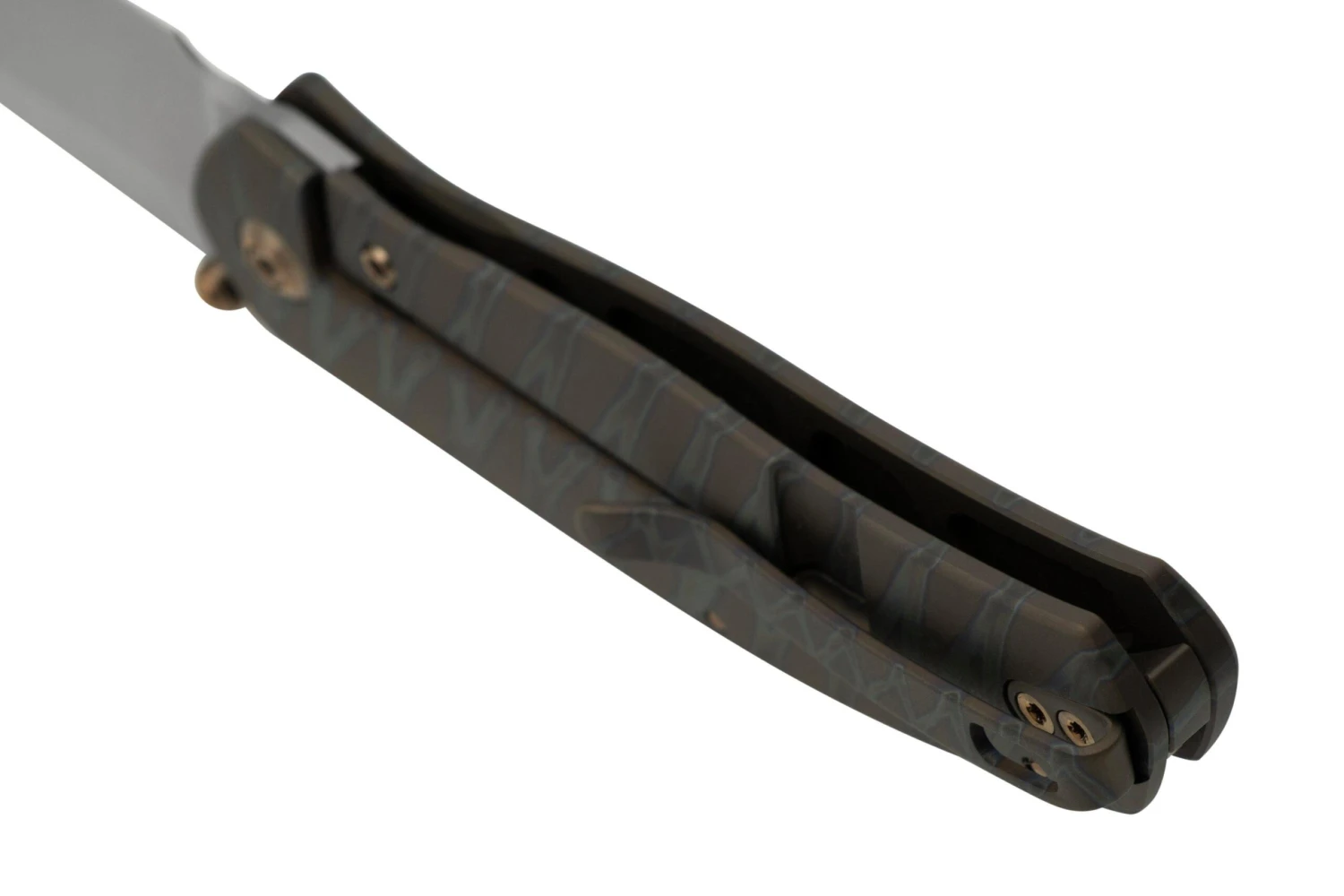 WE Knife Esprit 20025B-B Bead Blasted, Tiger Stripe Pattern Flamed Titanium Couteau De Poche, Ray Laconico Design 6 WE Knife Esprit 20025B-B Bead Blasted, Tiger Stripe Pattern Flamed Titanium Couteau De Poche, Ray Laconico Design - Image 4