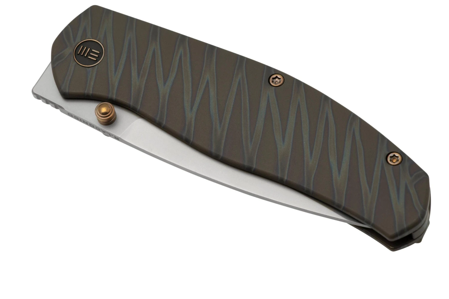 WE Knife Esprit 20025B-B Bead Blasted, Tiger Stripe Pattern Flamed Titanium Couteau De Poche, Ray Laconico Design 8 WE Knife Esprit 20025B-B Bead Blasted, Tiger Stripe Pattern Flamed Titanium Couteau De Poche, Ray Laconico Design - Image 6