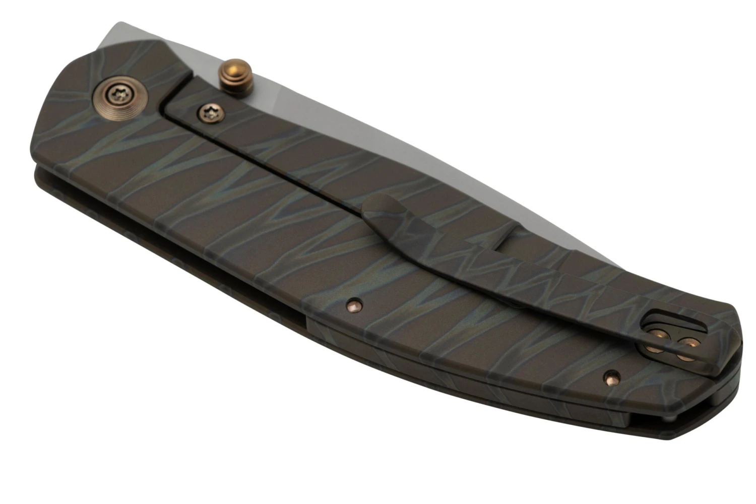 WE Knife Esprit 20025B-B Bead Blasted, Tiger Stripe Pattern Flamed Titanium Couteau De Poche, Ray Laconico Design 9 WE Knife Esprit 20025B-B Bead Blasted, Tiger Stripe Pattern Flamed Titanium Couteau De Poche, Ray Laconico Design - Image 7