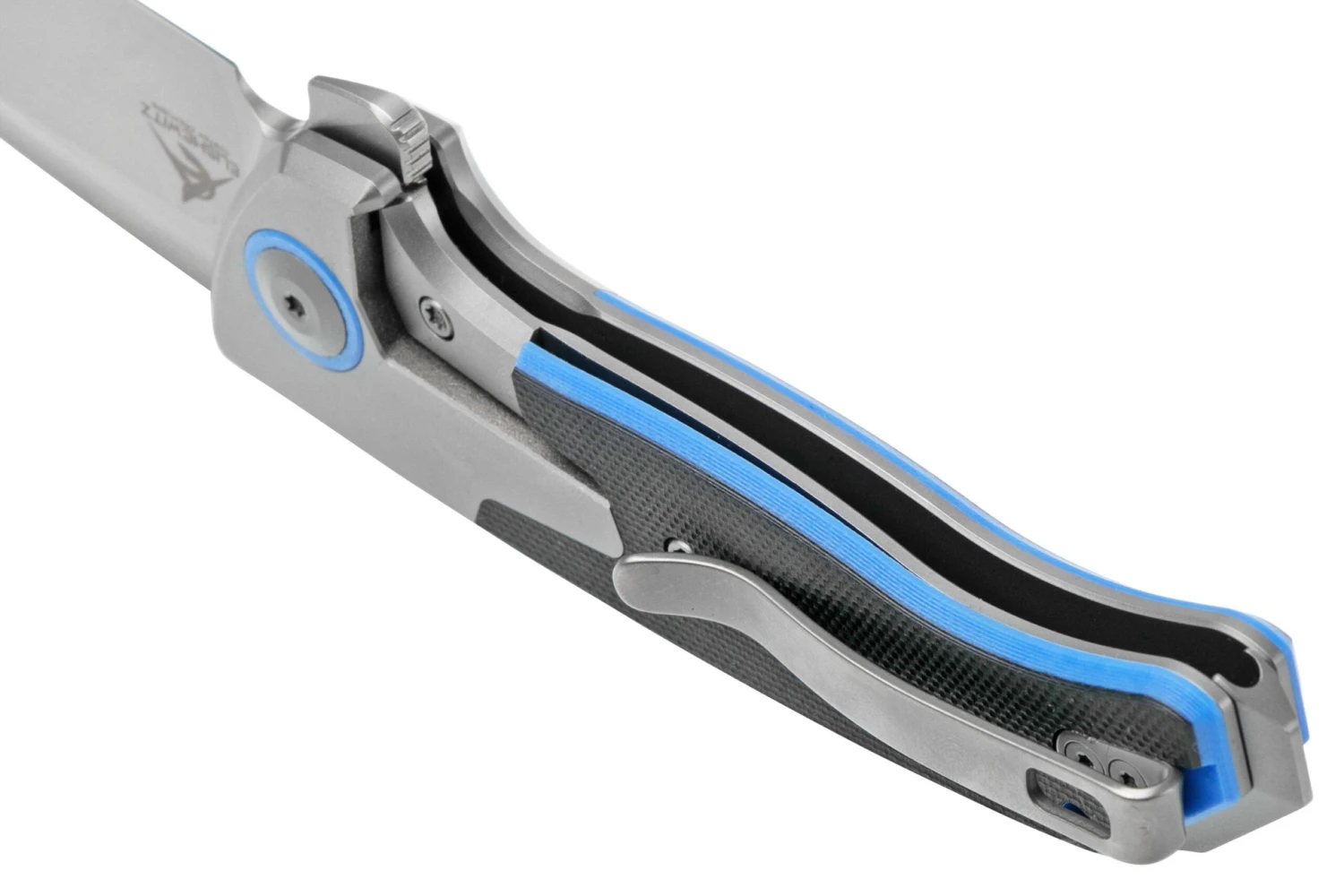 WE Knife Press Check WE20078B-2 Silver Blue Titanium Couteau De Poche 7 WE Knife Press Check WE20078B-2 Silver Blue Titanium Couteau De Poche - Image 5